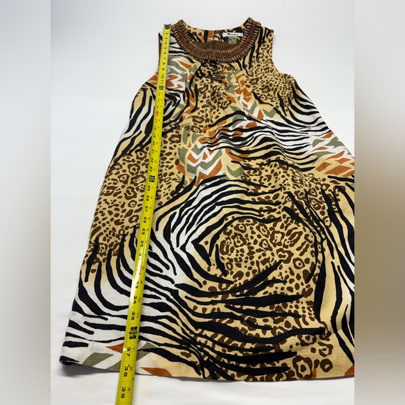 Peter Nygard Tribal Animal Print Shift Dress with Beaded Neckline Size 16 - Picture 7 of 12